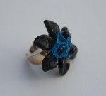 Blue & Black Floral Ring